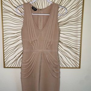 Bebe bandage mini dress in dusty pink/nude